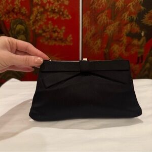 TIFFANY AND CO SATIN BOW CLUTCH IN BLACK